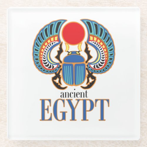 Egyptian scarab beetle Ancient Egypt Glass Coaster