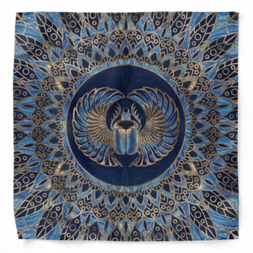 Egyptian Scarab Beetle Gold and Blue marble Bandana