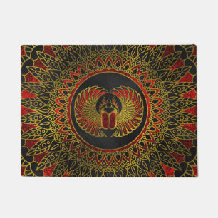 Egyptian Scarab Beetle - Gold and red metallic Doormat
