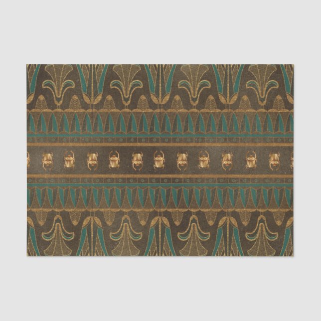 Egyptian Scarab Beetle Green and Gold Tissue Paper (Front)