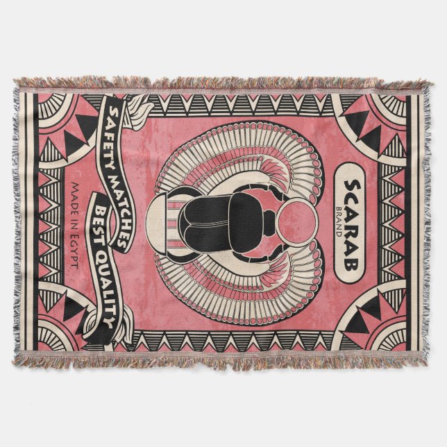 Egyptian Scarab Beetle Matchbox Throw Throw Blanket (Front)