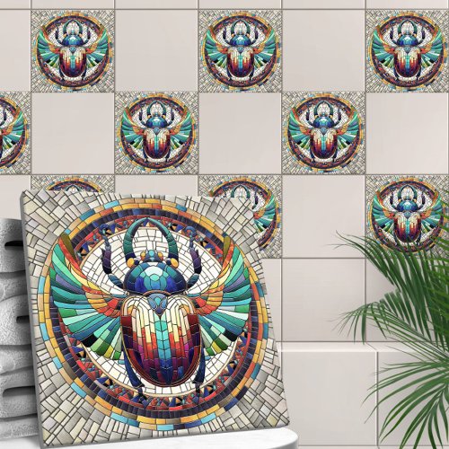 Egyptian Scarab Beetle _Mosaic Art Ceramic Tile