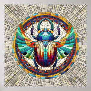 Egyptian Scarab Beetle -Mosaic Art Poster