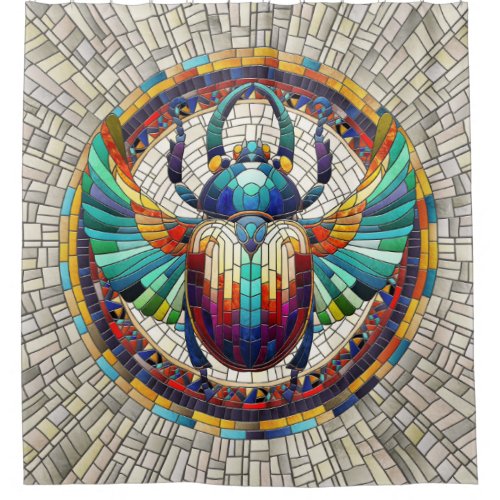 Egyptian Scarab Beetle _Mosaic Art Shower Curtain