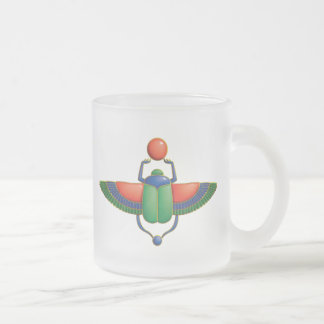 Egyptian Scarab Frosted Glass Coffee Mug