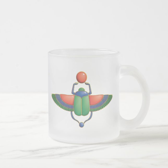 Egyptian Scarab Frosted Glass Coffee Mug (Right)