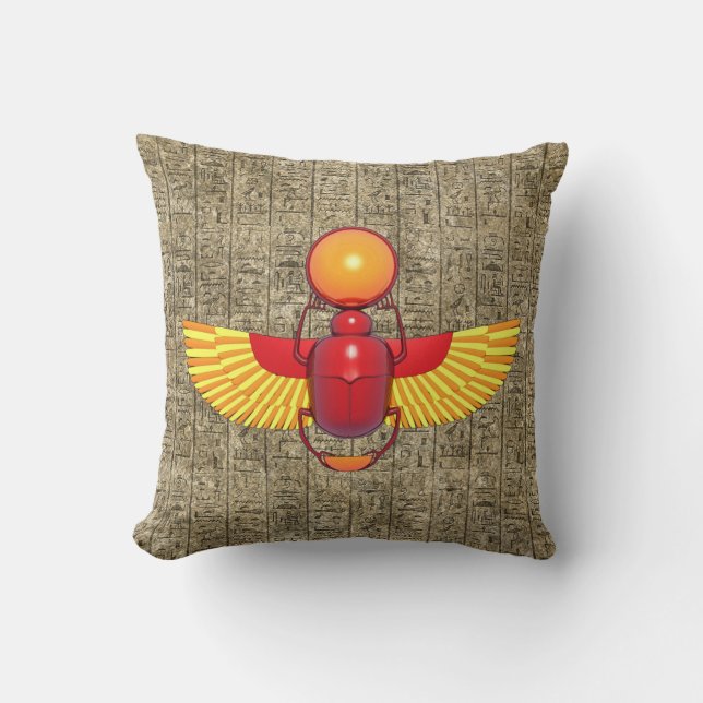 Egyptian Scarab Throw Pillow (Front)