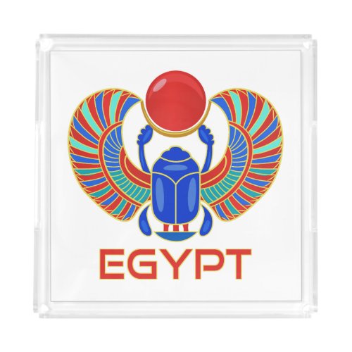 Egyptian Scarab With The Word Egypt Acrylic Tray