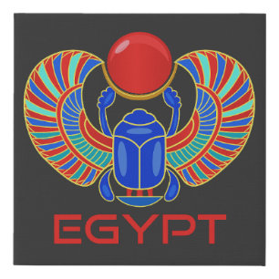 Egyptian Scarab With The Word Egypt Faux Canvas Print