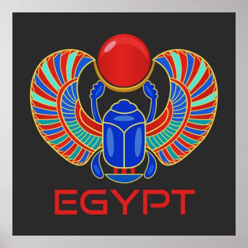 Egyptian Scarab With The Word Egypt Poster