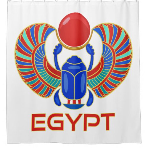 Egyptian Scarab With The Word Egypt Shower Curtain
