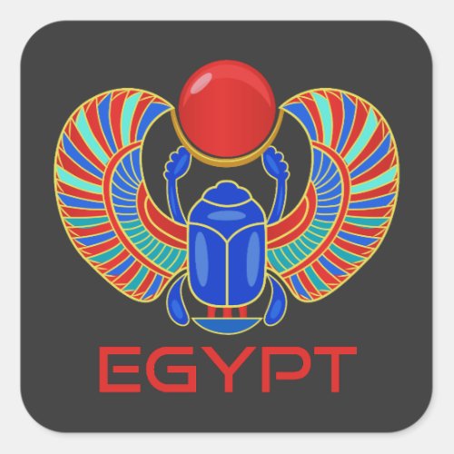 Egyptian Scarab With The Word Egypt Square Sticker