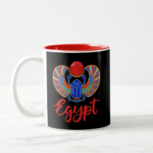 Egyptian Scarab With The Word Egypt Two_Tone Coffee Mug