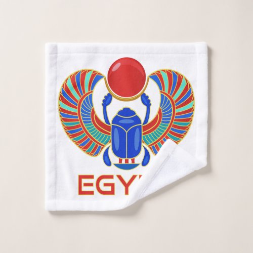Egyptian Scarab With The Word Egypt Wash Cloth
