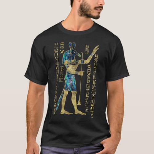 Egyptian Seth Ornament Gold and Abalone T_Shirt