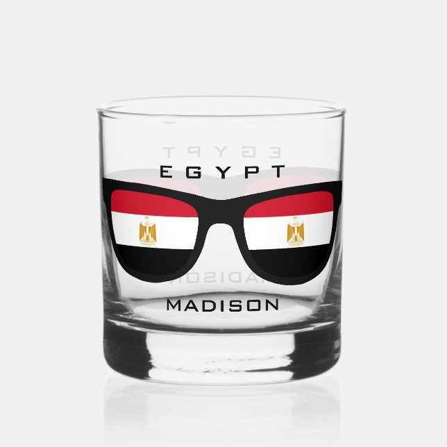 Egyptian Shades custom name Whiskey Glass (Front)