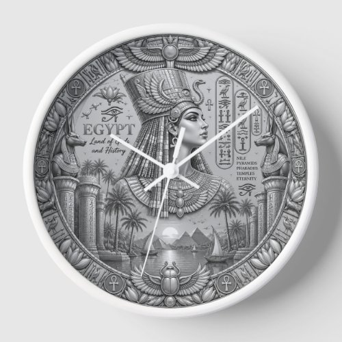 Egyptian Silver Wall Clock – Elegant Ancient Egypt