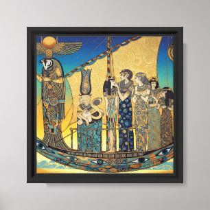 Egyptian Solar Barge in Klimt-Inspired Style Canvas Print