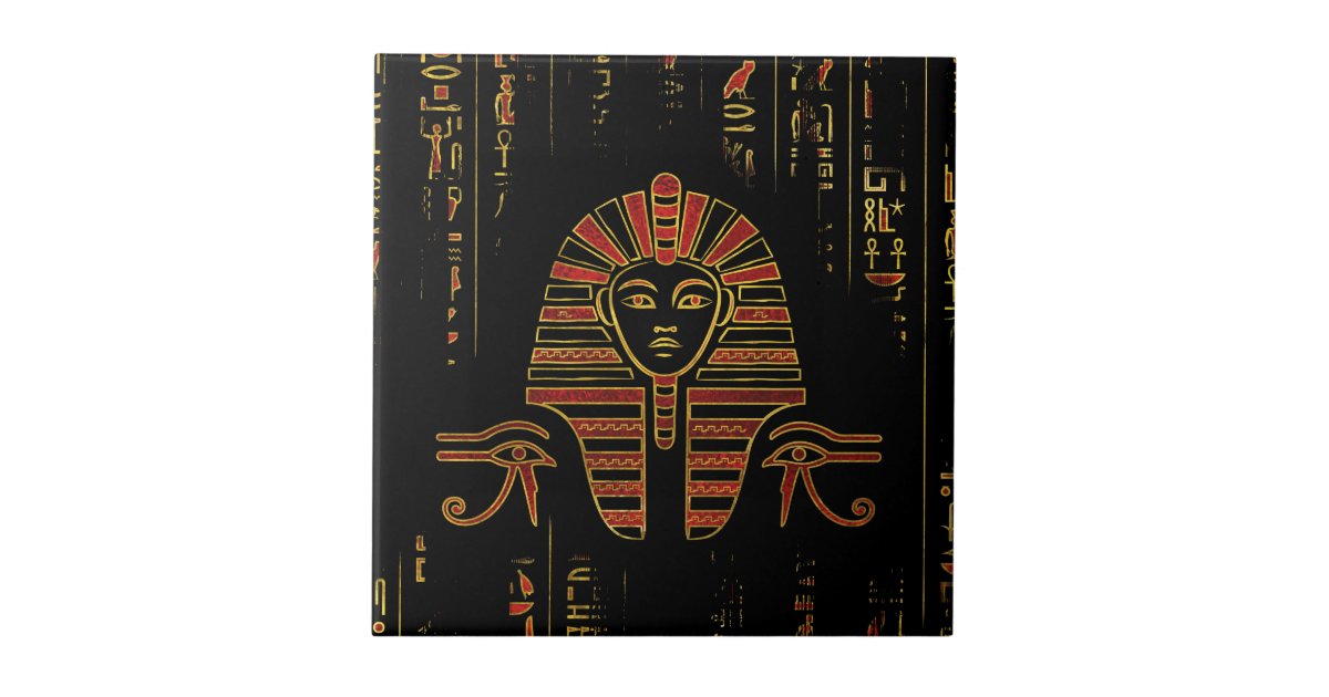 Egyptian Sphinx on hieroglyphics red crystal Ceramic Tile | Zazzle