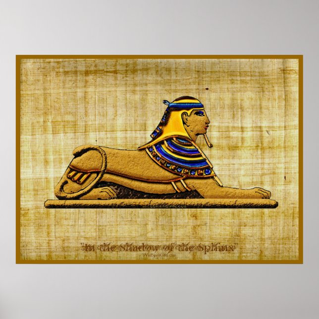 Egyptian Sphinx on Papyrus Art Poster (Front)