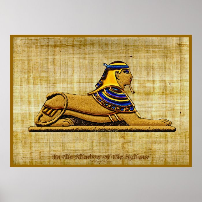 Egyptian Sphinx on Papyrus Art Poster