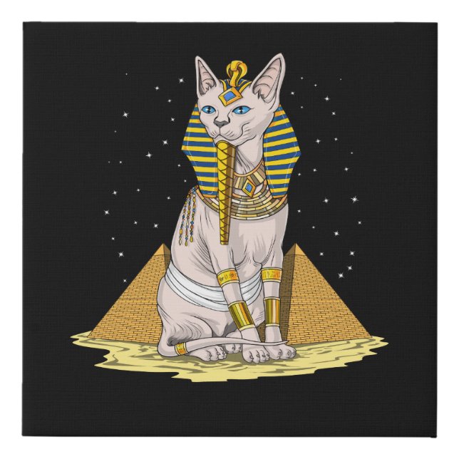 Egyptian Sphynx Cat Bastet Ancient Goddess Faux Canvas Print (Front)