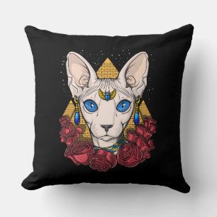 Egyptian Sphynx Cat Goddess Ancient Mythology Throw Pillow