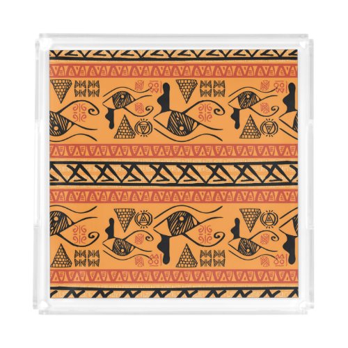 Egyptian Striped Tribal Vintage Motif Acrylic Tray