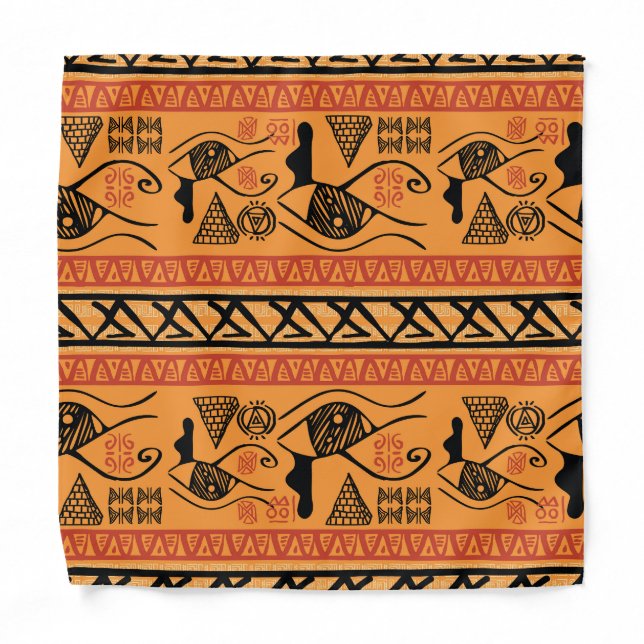Egyptian Striped, Tribal Vintage Motif. Bandana (Front)