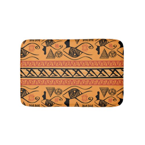 Egyptian Striped Tribal Vintage Motif Bath Mat