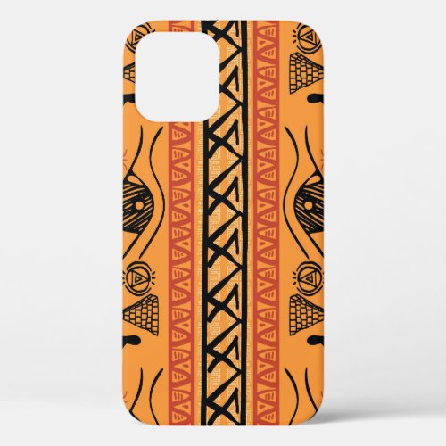 Egyptian Striped Tribal Vintage Motif iPhone 12 Case
