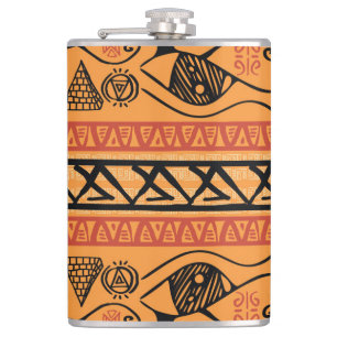 Egyptian Striped, Tribal Vintage Motif. Flask