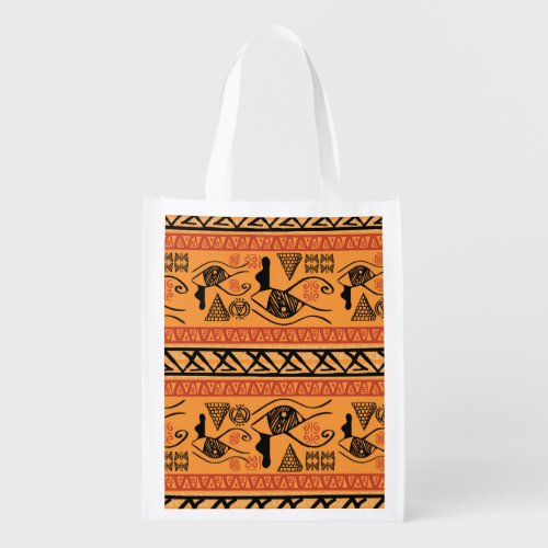 Egyptian Striped Tribal Vintage Motif Grocery Bag
