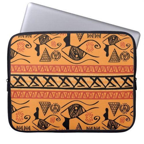 Egyptian Striped Tribal Vintage Motif Laptop Sleeve