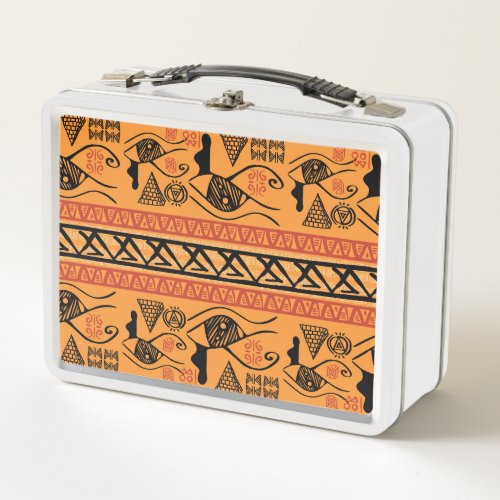 Egyptian Striped Tribal Vintage Motif Metal Lunch Box