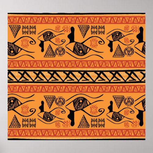 Egyptian Striped Tribal Vintage Motif Poster