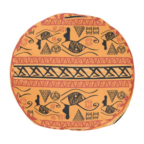 Egyptian Striped Tribal Vintage Motif Pouf