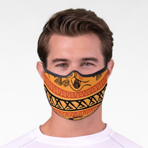 Egyptian Striped Tribal Vintage Motif Premium Face Mask