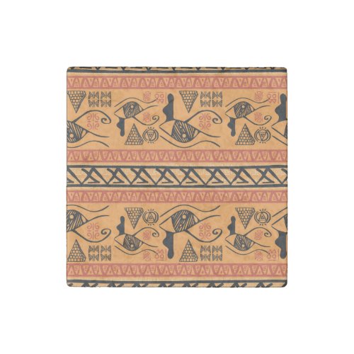 Egyptian Striped Tribal Vintage Motif Stone Magnet