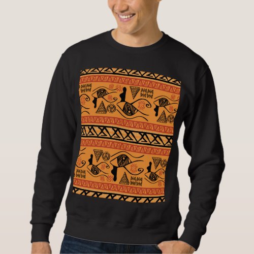 Egyptian Striped Tribal Vintage Motif Sweatshirt
