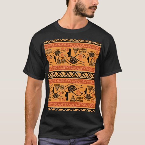 Egyptian Striped Tribal Vintage Motif T_Shirt