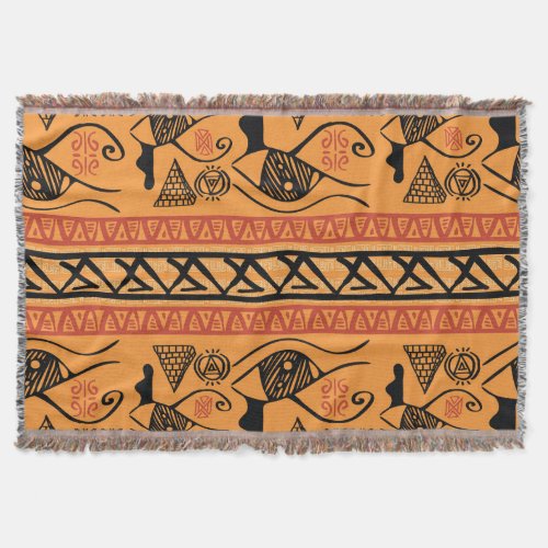Egyptian Striped Tribal Vintage Motif Throw Blanket