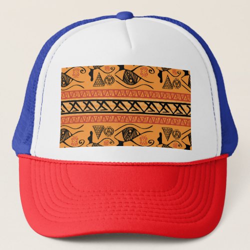 Egyptian Striped Tribal Vintage Motif Trucker Hat