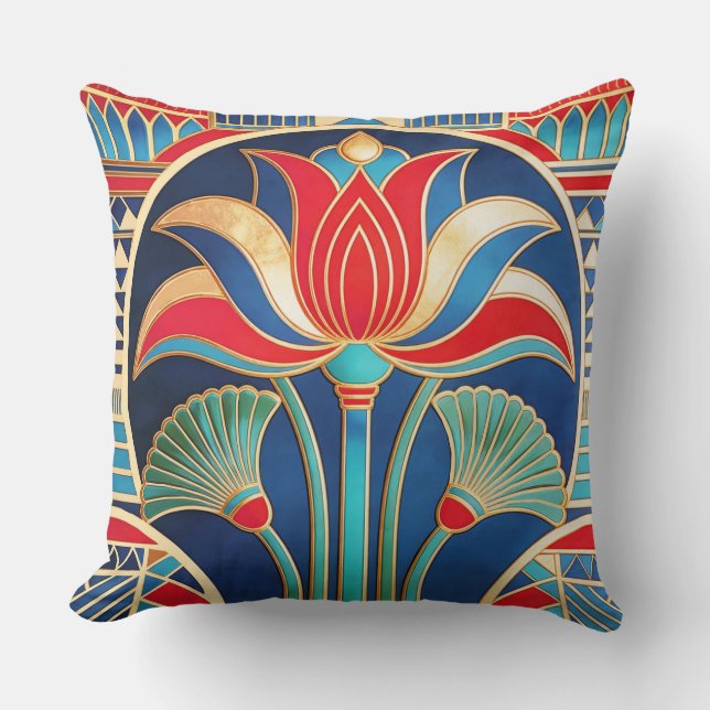 Egyptian Style Art Deco Throw Pillow (Front)