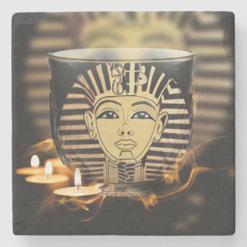 Egyptian_Style Beauty In Candle Light Stone Coaster