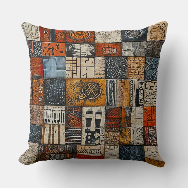 🏺 Egyptian Style Decorative Tiles Wall Pattern ✨ Throw Pillow (Front)