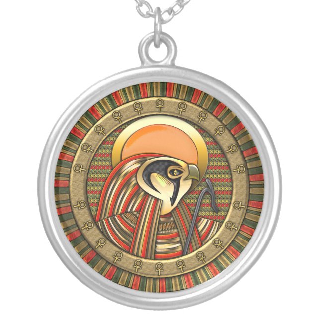 Egyptian Sun God Ra Silver Plated Necklace (Front)