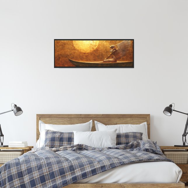 Egyptian Sun God Wall Art – Mythology Boat of Ra C (Insitu(Bedroom))