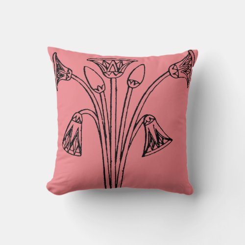 Egyptian Symbol Lotus Throw Pillow