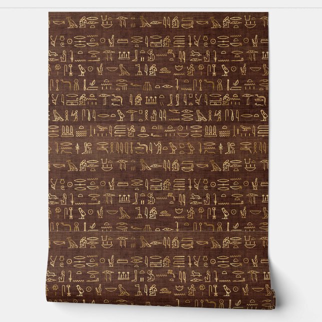 Egyptian Symbols Egypt Theme Gold and Brown  Wallpaper (Unrolling)